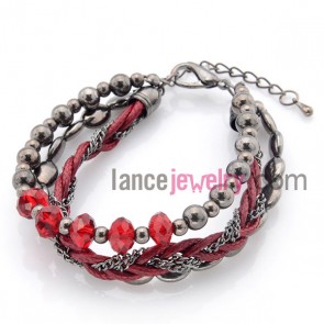 Trendy wax cord & CCB beads weaving wrap bracelet