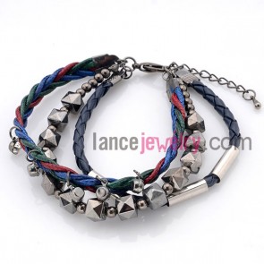 Elegant wax cord & facet CCB beads weaving wrap bracelet