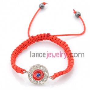 Gorgeous red color bracelet with alloy parts