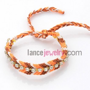 Multicolor weaving bracelet with chain accessories