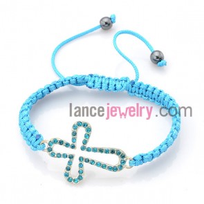 Sweet rhinestoned cross decoration bracelet