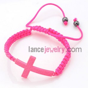 Delicate cross model&rose red color bracelet