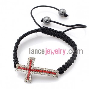 Rhinestone beads decorated weaving bracelet