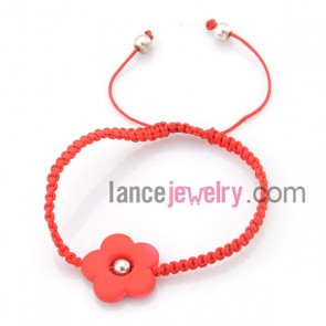 Gorgeous red color bracelet with flower accessories