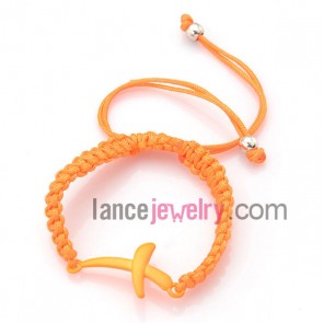 Popular orange color bracelet with alloy findings