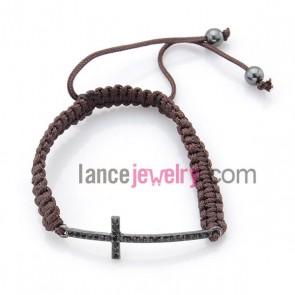 Brown color bracelet with cross findings