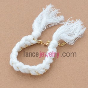 Special bracelet with cord and aluminum chain 