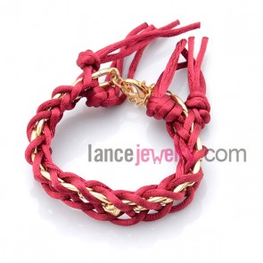 Weaving bracelet with alumimum chain decoration