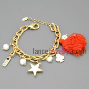 Nice tassels & star chain link bracelet