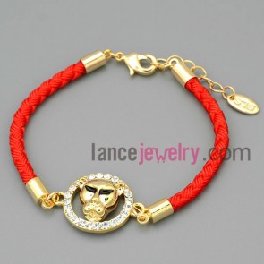 Combined ring and animal chain link bracelet


