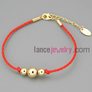 Sparking chain link bracelet with three besds decoration