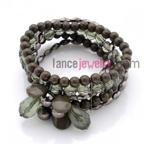 Facet acrylic & CCB bead wrap bracelet with nice pendants