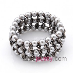 Elegant imitation pearl & chain wrap bracelet