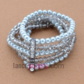 Elegant glass pearl & crystal beads  wrap bracelet