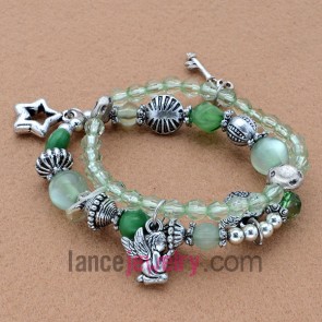 Elegant acrylic & CCB bead bracelet with lovely pendants
