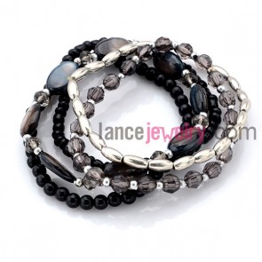 Trendy shell bead & seed bead wrap bracelet 
