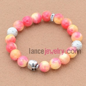 Nice color stone and alloy findings bead bracelet.