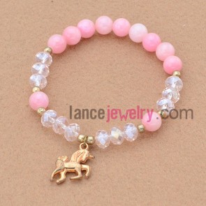 Trendy acrylic&alloy findings,stone bead bracelet.