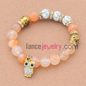 Mix color stone&alloy rhinestone findings bead bracelet.