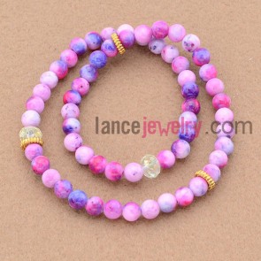 Fashion color stone&acrylic bead bracelet with alloy findings.