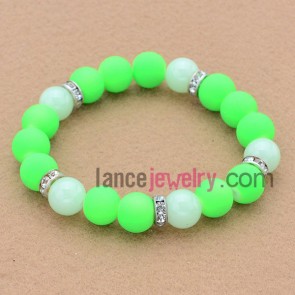 Elegant green stone color with rhinestone bead bracelet.