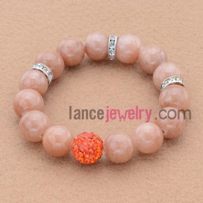 Trendy rhinestone and alloy findings stone bracelet.