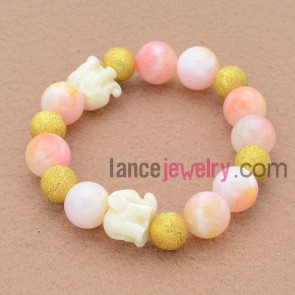 Elegant bead bracelet with alloy findings.