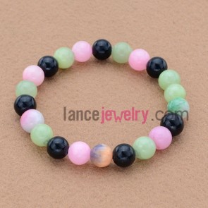 Mix color decorated bead bracelet.