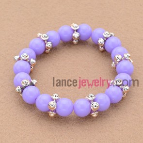 Fashion violet color with special alloy accessories decorated bead bracelet.