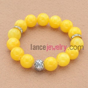 Trendy orange color,rhinestone&alloy basis bead bracelet.