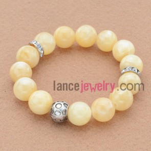 Trendy light color,rhinestone&alloy basis bead bracelet.