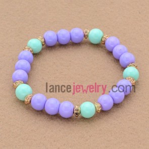 Romantic violet color&alloy basis decorated bead bracelet.