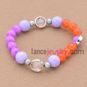 Impressive color bead bracelet withj nice alloy findings.