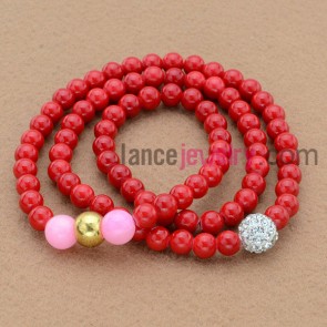 Fashion rhinestone and acrylic stone bead bracelet.