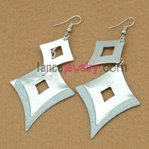 Personality earrings with big size iron  with special shape decorated pearl powder