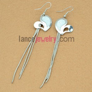 Romantic earrings with iron cute heart  pendant decorated shiny pearl 