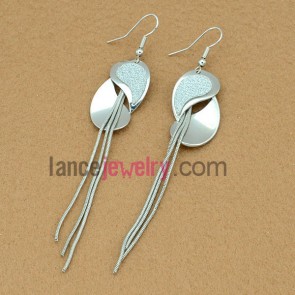 Nice earrings with iron pendant decorated shiny pearl powder 