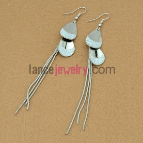 Simple earrings with small size iron drop pendant decorated shiny pearl powder 