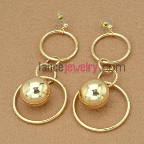 Cute earrings decorated with iron rings and golden ccb beads