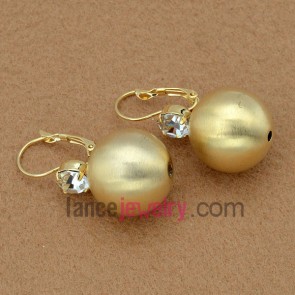 Cute earrings decorated with iron and golden ccb beads and rhinestone