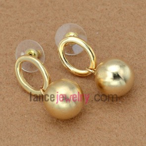 Cute earrings decorated with iron rings and golden ccb beads 