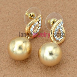 Cute earrings decorated with iron and golden ccb beads 