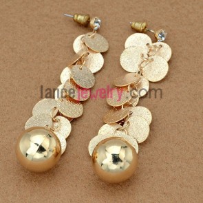 Romantic earrings decorated with iron circle and golden ccb beads 