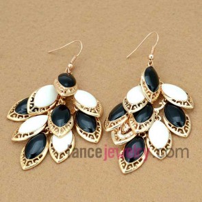 Personality series earrings decorated with many drop in black and gold