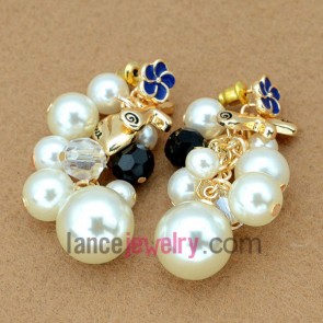 Fashion real gold color plating earrings with beads