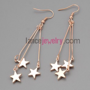 Romantic earrings with gold zinc alloy decorated many cute stars pendant