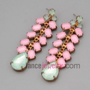 Sweet earrings with brass decorate multicolor resin
