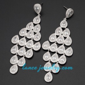 Simple cubic zirconia earrings decorated with droplets model