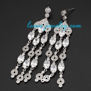 Fashion dangle earrings with alloy decoration