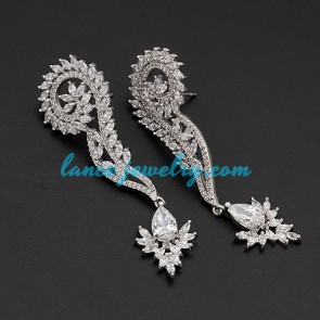 Classic earrings decorated with platinum plating